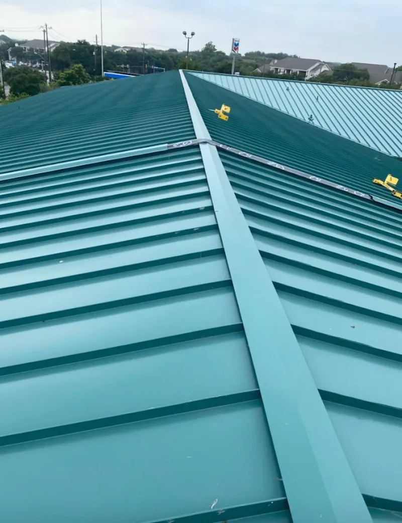 Green commercial metal roof ridge and valley for Metal Roof Repair in South Heidelberg